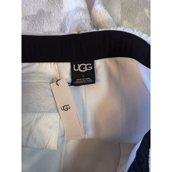 NWT UGG Mens Size Large Eckard UGG Fluff Sherpa Shorts White And Gray Pullon - Picture 7 of 11